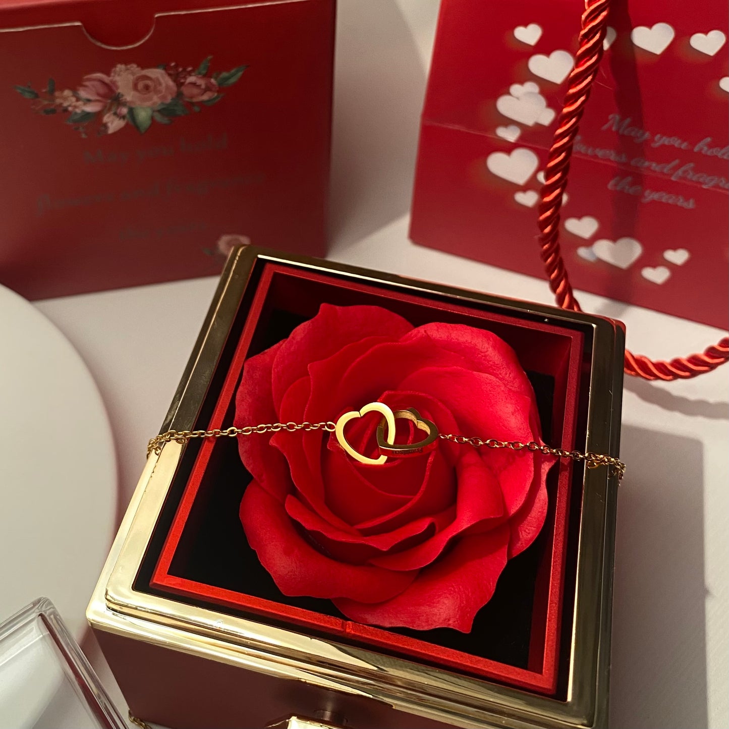 Eternal Rose & Personalized Heart Necklace
